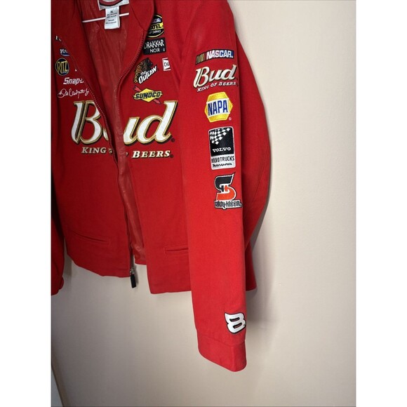 Chase Authentics Budweiser Dale Jr #8 NASCAR Jacket Womens XL Red Vintage - Picture 9 of 11